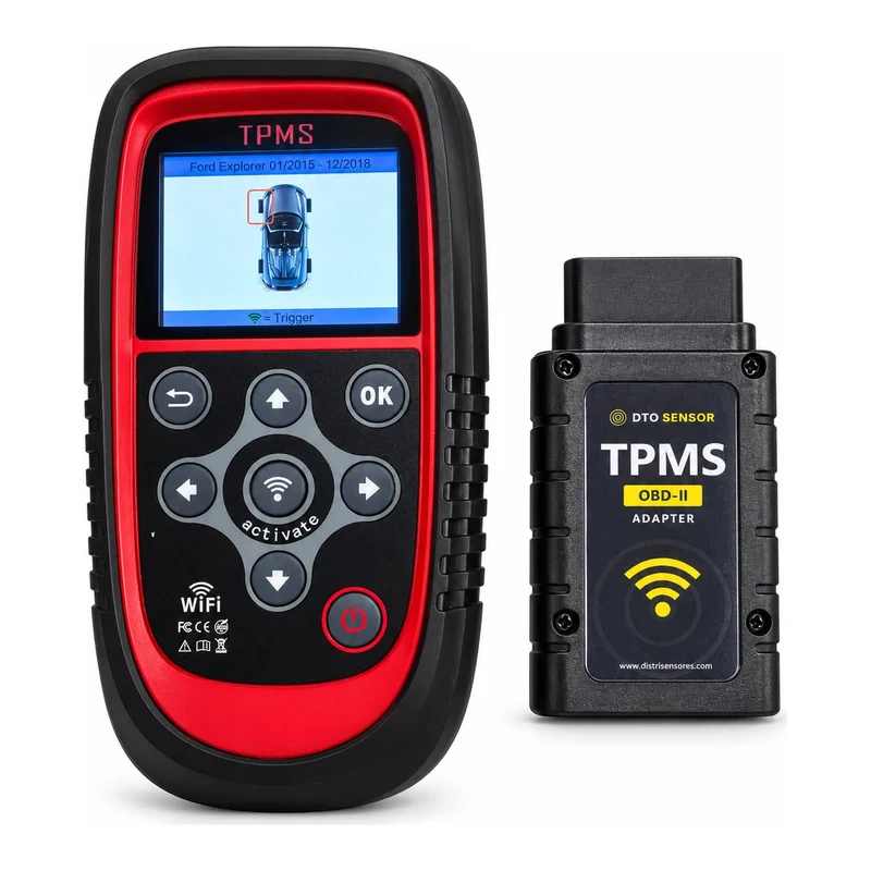 Herramienta de diagnóstico TPMS DTO04 con su interfaz OBD-II Bluetooth